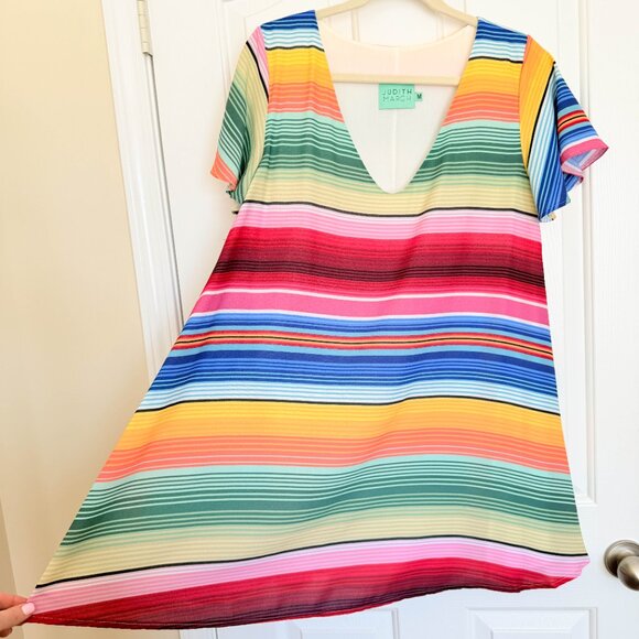 Judith March Colorful Striped Short Sleeve Flowy Dress - Picture 7 of 8